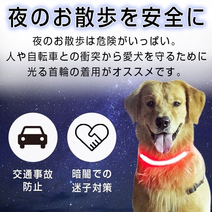 ついに再販開始！】 ペット LED セーフティ ライト ブルー 散歩 犬 首輪 安全 リード 子ども