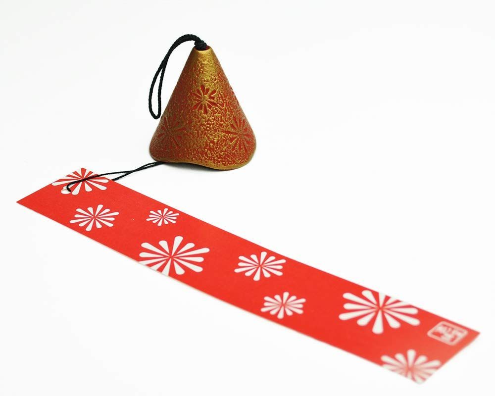 【人気商品】壱鋳堂・風鈴HANABI 南部風鈴 金/赤
