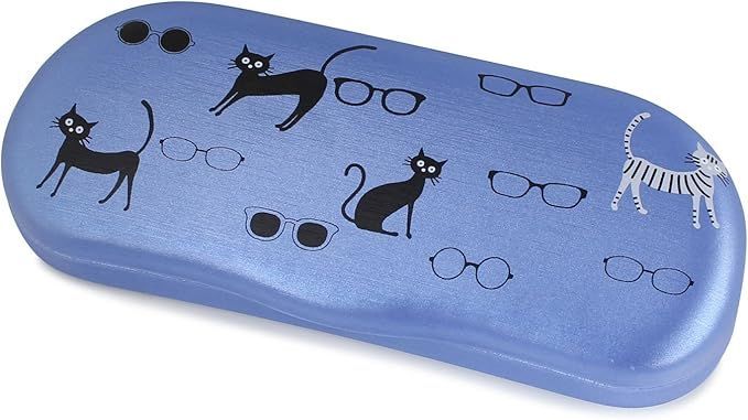 【在庫処分】パール(Pearl) 眼鏡ケース 青 ネコとメガネ ハード SO-72 095068