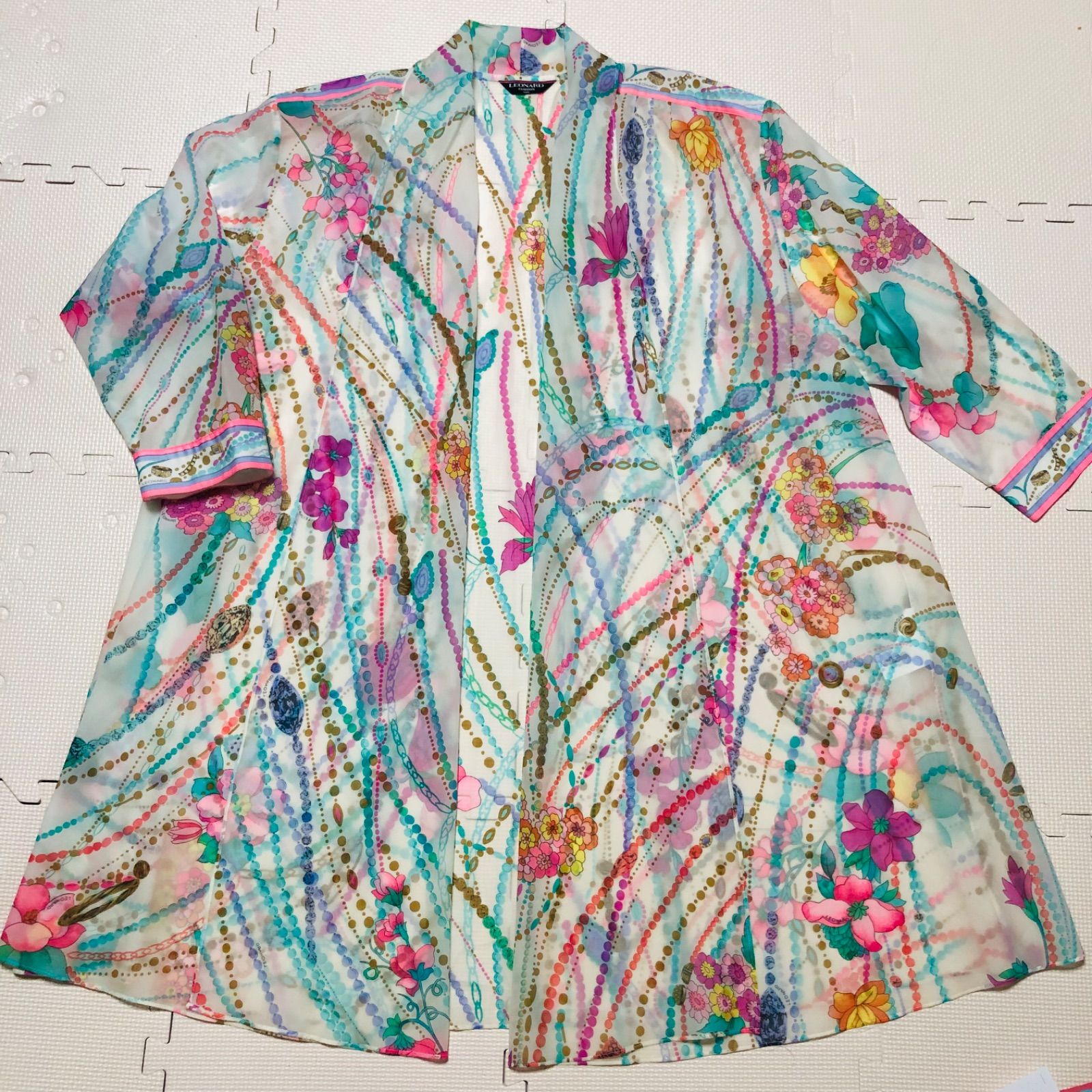 □美品□LEONARD FASHON レオナールファッション シルクロング 