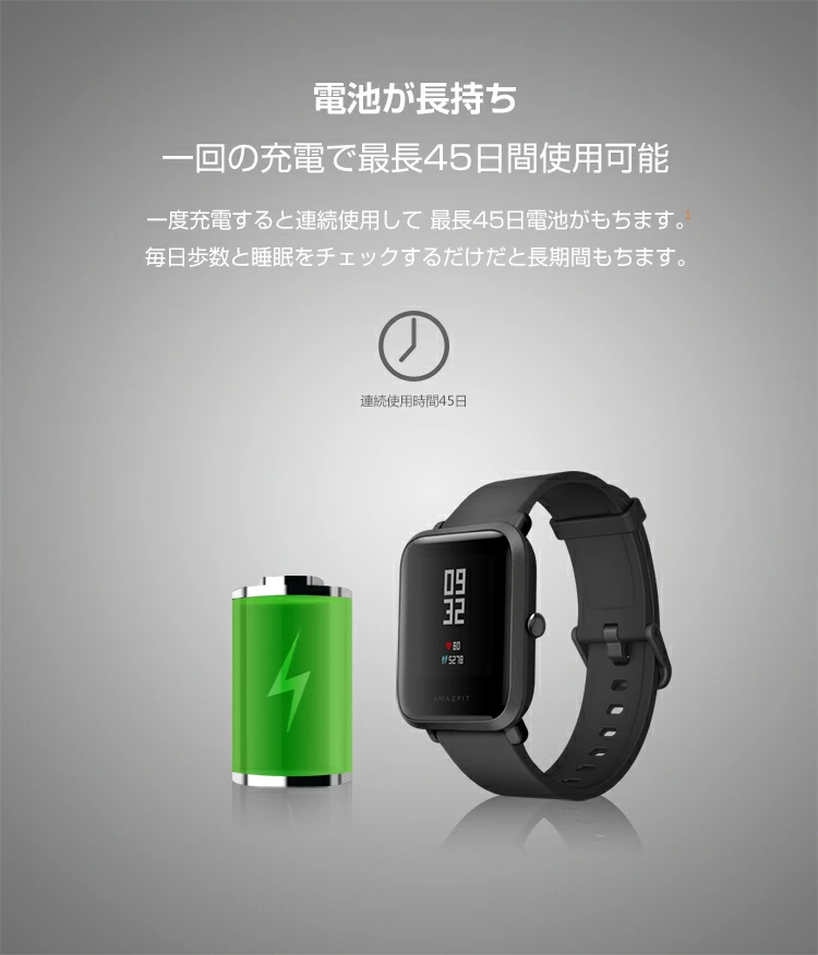 【中古品】【箱なし】Amazfit Bip スマートウォッチ 活動量計 心拍計 歩数計 Line 通知 睡眠モニター 着信通知 SMS 天気予報 タッチパネル IP68 防水 レディース メンズ GPS GLONASS 時計 腕時計 Xiaomi HUAMI