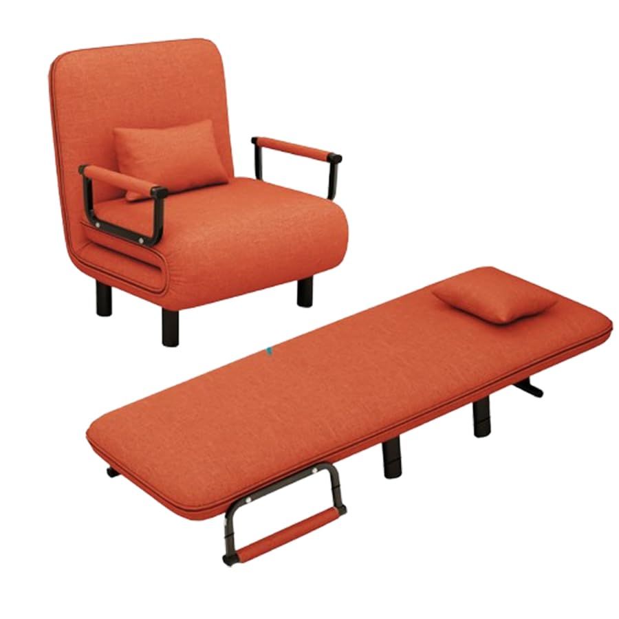 ITACHENG ソファーベッド 一人用 3WAY 折りたたみ式ソファベッド ソファー シート 折りたたみベッド シングル ひじ掛け 来客用 リクライニング ふかふかクッション付 省スペース オレンジ80*190cm