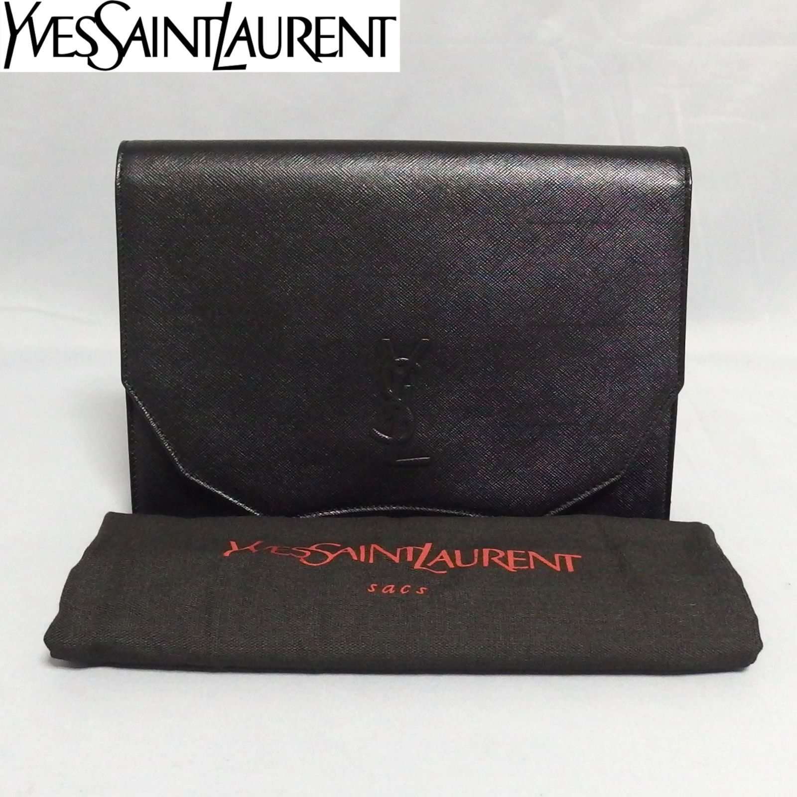 美品☆YVES SAINT LAURENT YSLロゴ レザー ヴィンテージ クラッチバッグ セカンドバッグ 黒 オールド イヴ・サンローラン☆ -  メルカリ