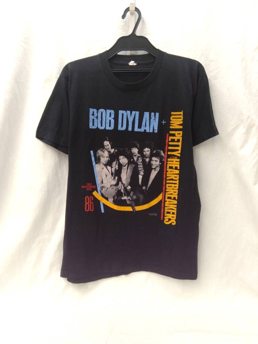 [80s] BOB DYLAN TOM PETTY THE HEARTBREAKERS ボブディラン バンT 半袖Tシャツ 黒 ブラック L ヴィンテージ 古着 