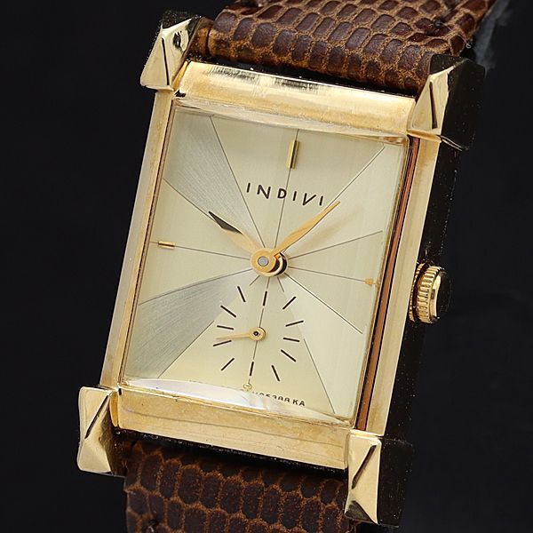 稼働 良品 インディヴィ QZ 6040-H02641 ゴールド文字盤