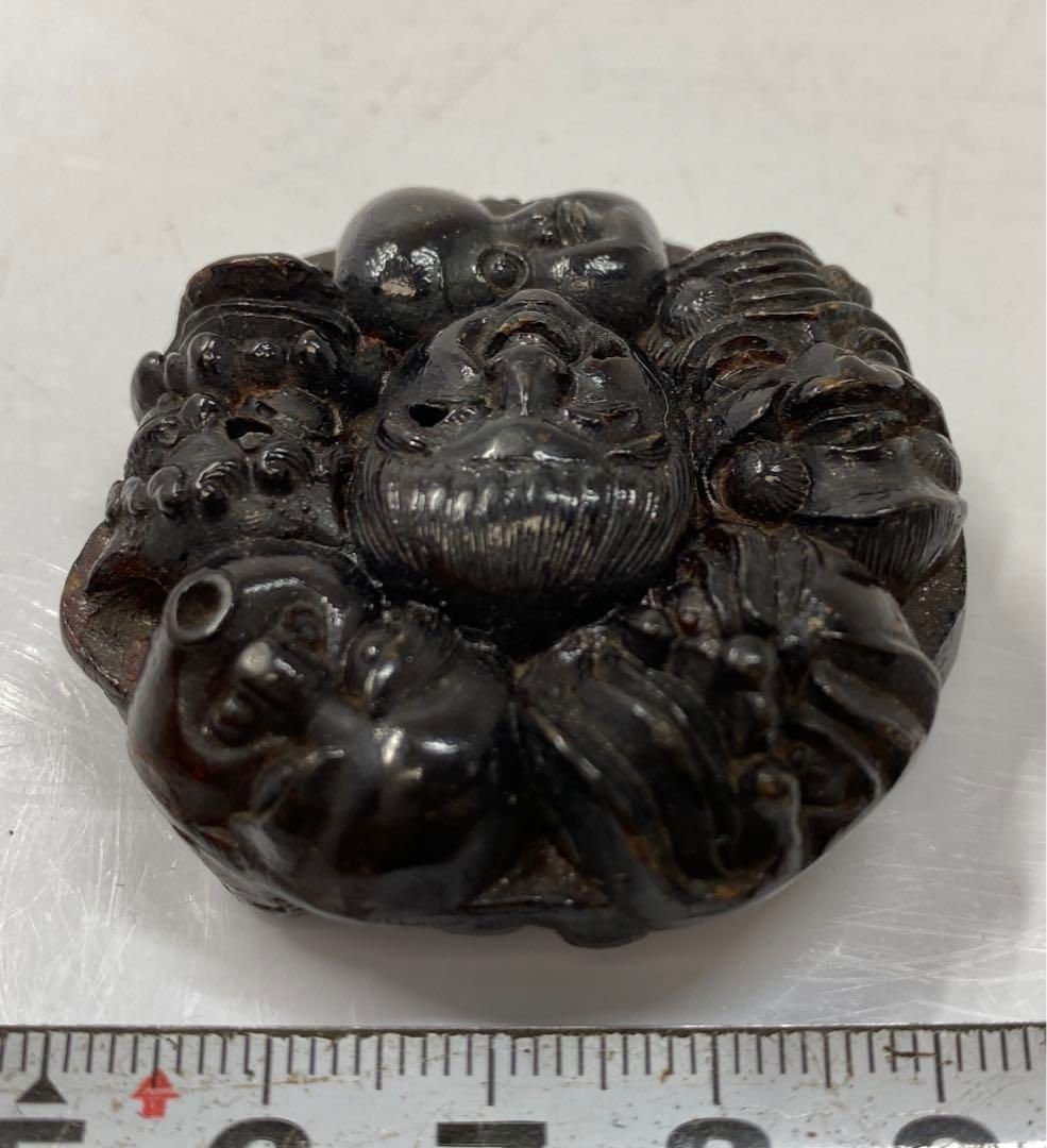 時代　琥珀　七福神　根付　20g 直径5㎝　東山5-1130④ 時代 琥珀 七福神 根付 20g 直径5㎝ 東山5-1130④ - メルカリ