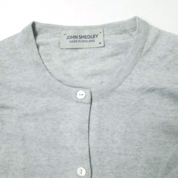 JOHN SMEDLEY ライトグレー カーディガン M ジョンスメドレー コットン