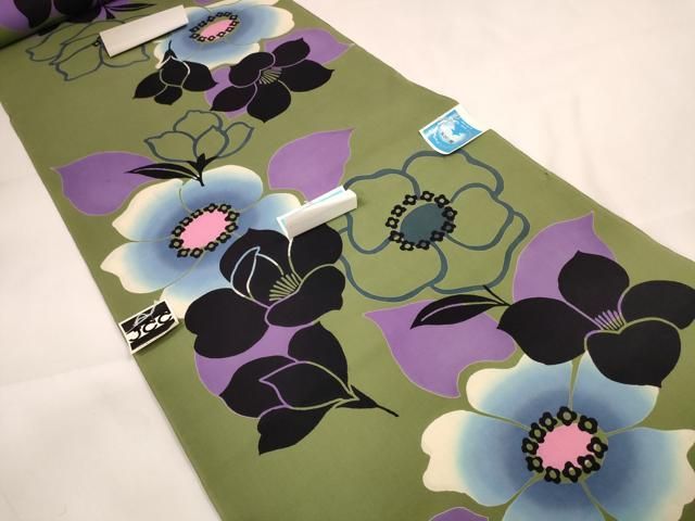 平和屋着物*夏物 浴衣 反物 着尺 椿 綿 ♥ DAAW7493zzz