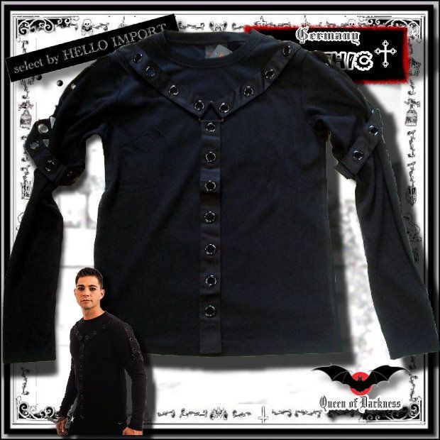 ゴシック メンズ 長袖 ロンT ボンテージ ファッション 服 黒 再入荷 rfa146