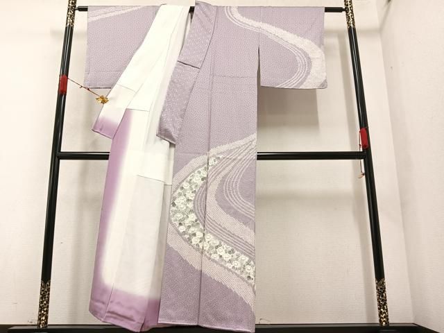 平和屋着物○訪問着 手描き 草花文 正絹 逸品 未使用 AAAY0286zg