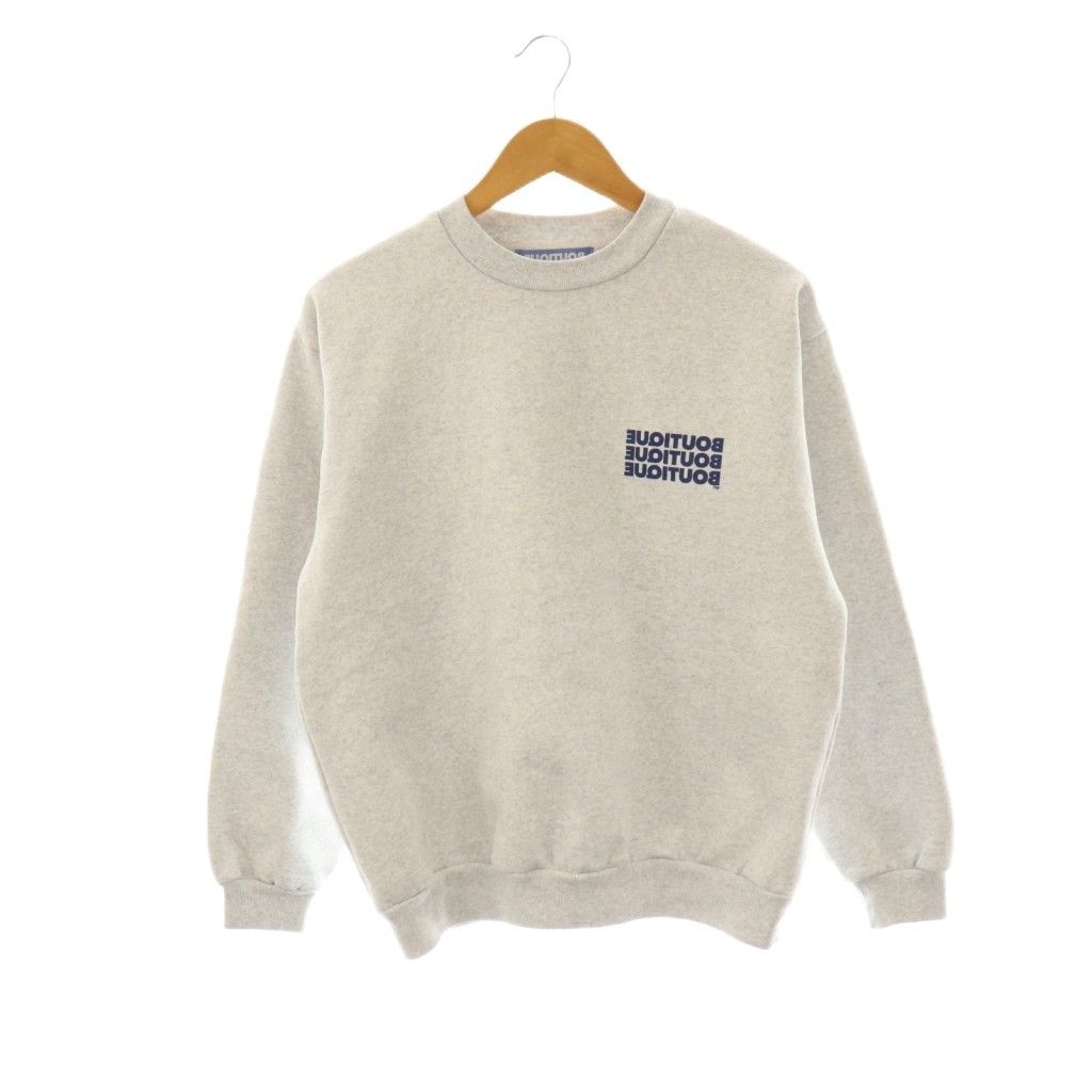 ブティック BOUTIQUE CREW NECK SWEAT HEATHER GRAY スウェットプルオーバー トレーナー ロゴ M ライトグレー |CX OS