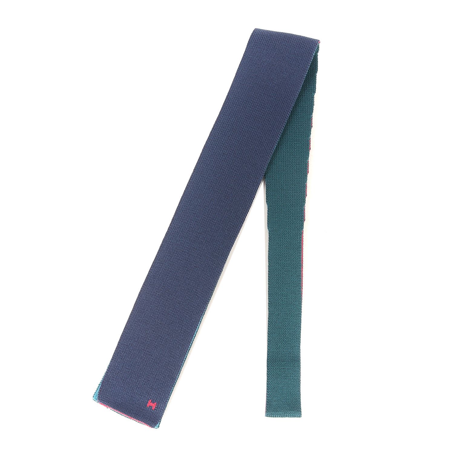 エルメスHERMESリバーシブルシルクニットネクタイ4色H柄キャトルタン