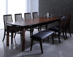 ダイニング家具 ハイバックチェア ウォールナット材 スライド伸縮式ダイニング Gemini ジェミニ 8点セット テーブル チェア6脚 ベンチ1脚 W 140-240 ダイニング8点セット テーブル幅140 240