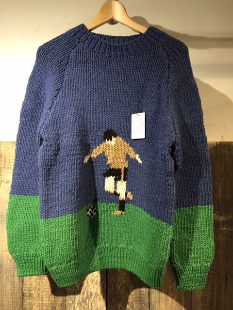 新品】6ヤードボックス メアリーマキシム サッカーセーター (青/緑) L