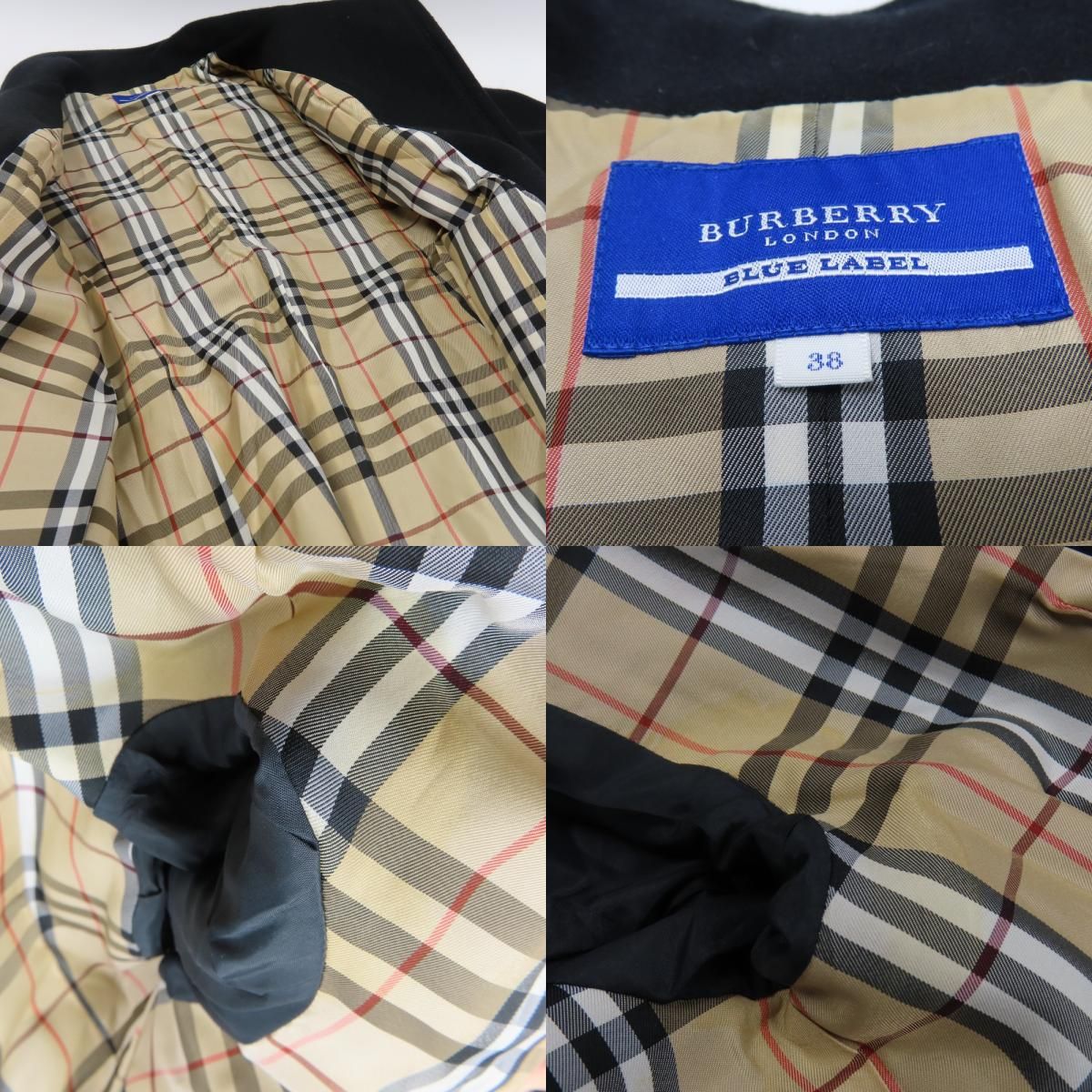 79718 BURBERRY バーバリー ブルーレーベル ブルゾン 防寒 アウター バーバリーチェック 38 ステンカラーコート