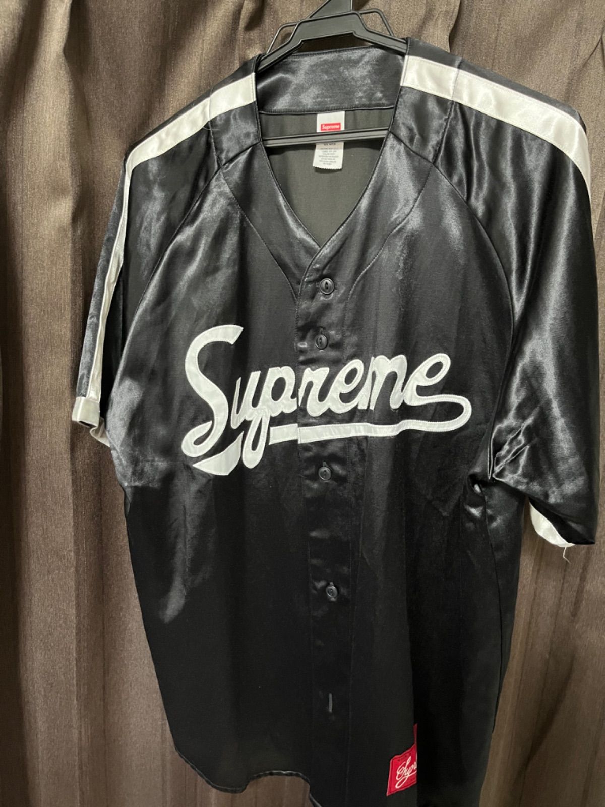 Supreme Satin Baseball Jersey ジャスティン着用