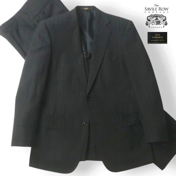Savile Row セヴィルロウ 英国 DORMEUIL ドーメル GUY オールシーズン 2つボタン シングルスーツ 黒 A6 ￥94 600-