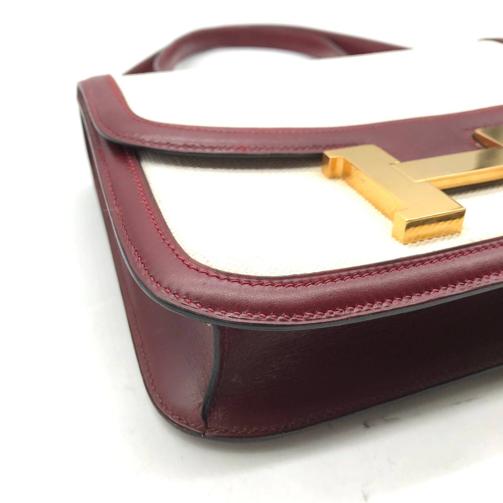 良品 HERMES エルメス コンスタンス 23 トワルアッシュ ボックスカーフ マル G刻印 ショルダー バッグ ボルドー k1264 HERMES エルメス コンスタンス 23 トワルアッシュ ボックスカーフ マル