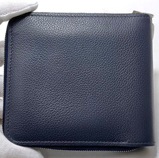 HERMES ネイビー レザー 二つ折り財布 HERMES エルメス MC2 タレス 二つ折り財布 ブルーインディゴ