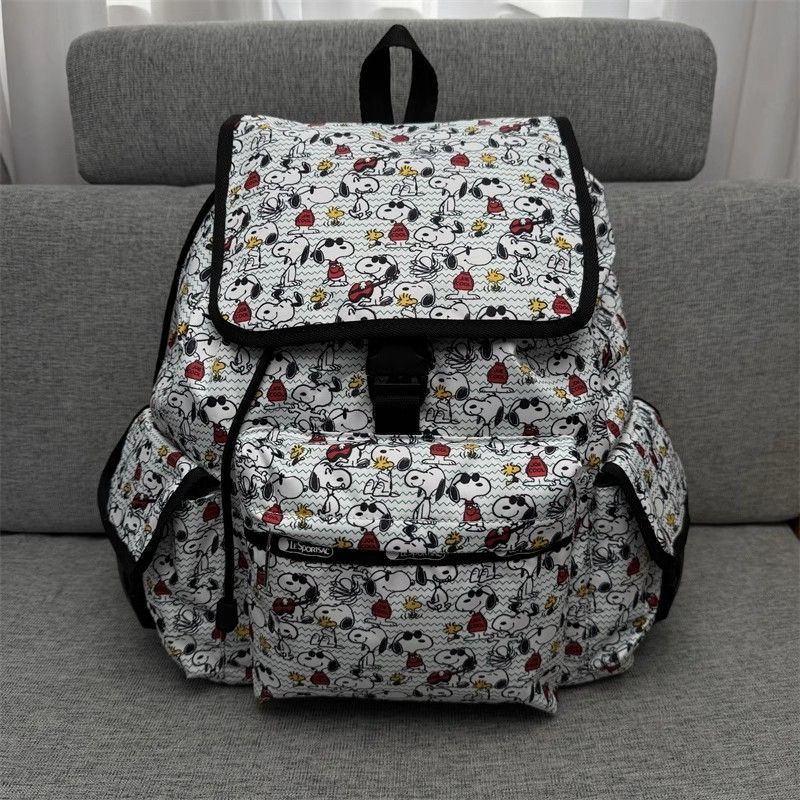 ファッション❣   LeSportsac レスポートサック リュックサック バックパック ブラック リュック/バックパック 7839 大容量 スヌーピー