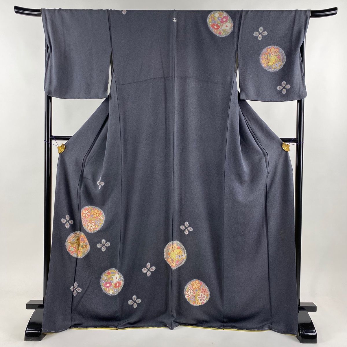 平和屋本店□超希少 国画会会員 原田麻那 めがね織 浮き織 訪問着 紬地  