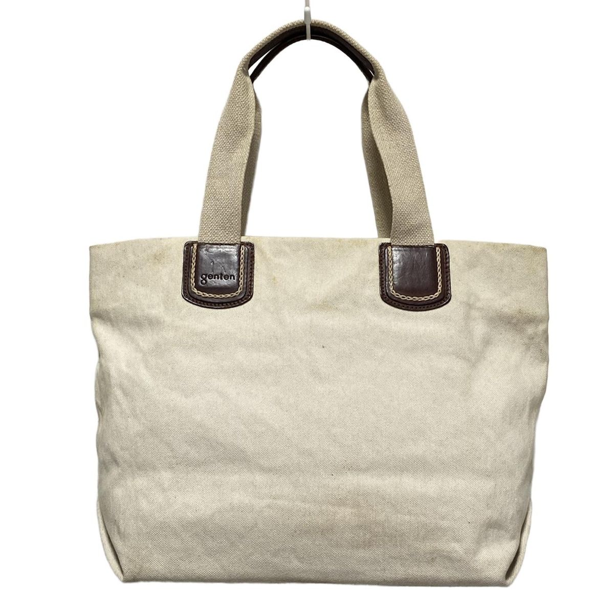 ゲンテン genten トートバッグ レザー アイボリー 型押し加工 バッグ