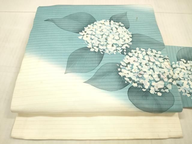 平和屋着物＊夏物 絽塩瀬 九寸名古屋帯 手描き 紫陽花 正絹 DAAY8024cm