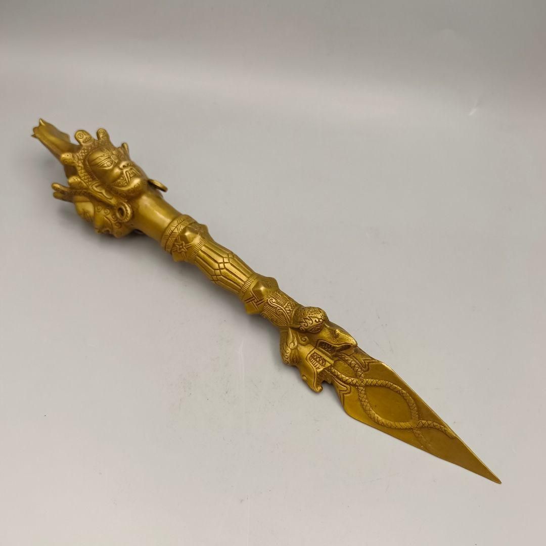 銅製 法器 三象馬頭金剛杵 降魔杵 鎮宅辟邪 開運風水 招財置物 工芸品 装飾品 銅製 法器 三象馬頭金剛杵 降魔杵 鎮宅辟邪 開運風水 招財置物