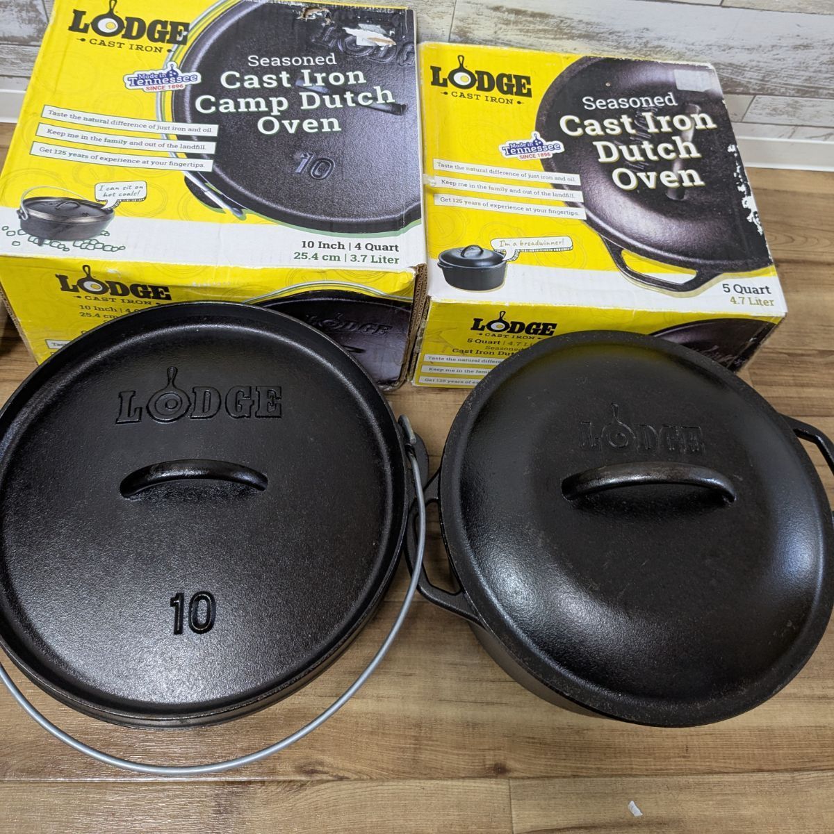 LODGE ロジック キッチンオーブン BBQ用品 ダッチオーブン ♥品 5クォート 4.7リットル 4クォート 3.7リットル 2つセット