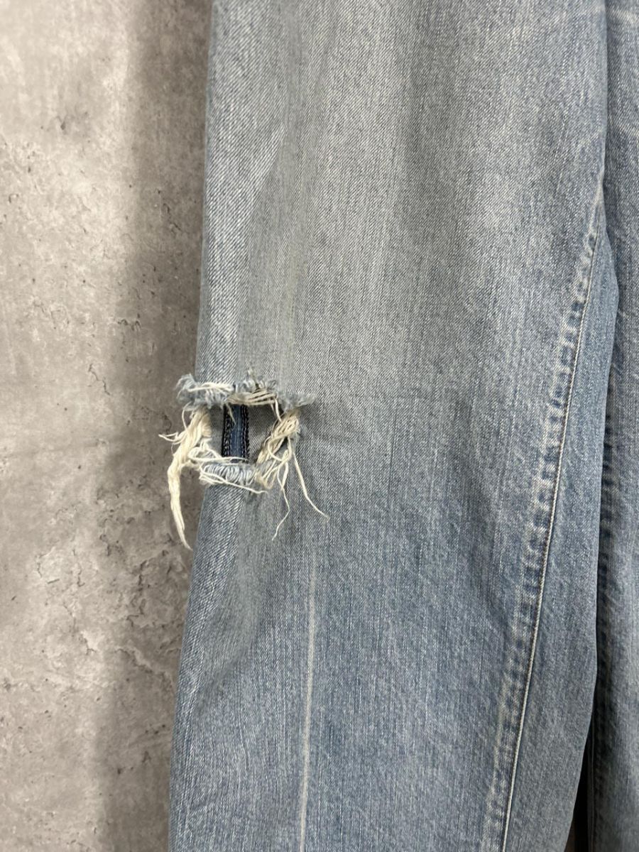 BLACK BY MOUSSY ブラックバイマウジー loose straight crash denim ワイド デニムパンツ size24 水色 ◎レディース