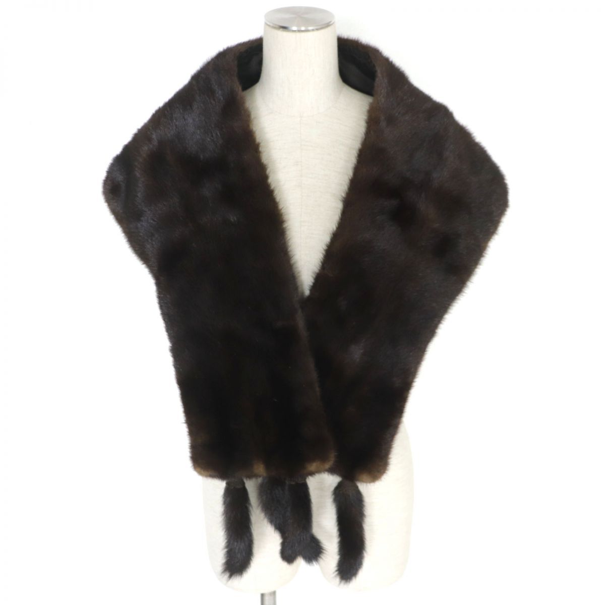 美品▼MINK ミンク 房付き 裏地花柄刺繍入り 本毛皮大判ショール/ストール ダークブラウン 毛質艶やか・柔らか◎ 人気・おすすめ｜使いやすい・旅行におすすめ 品質保証 全国発送