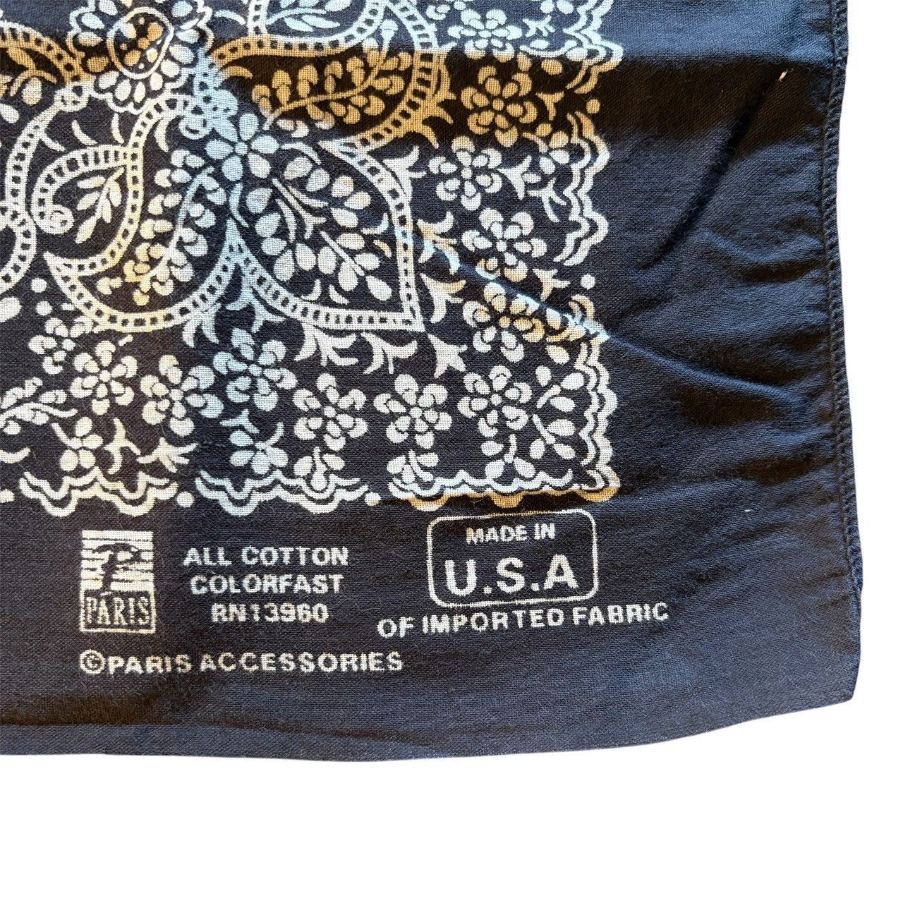 パリスアクセサリーズ　バンダナ　RN 13960 ブラック　黒　60s 希少 MADE IN USA vintage bandanna RN13960 パリスアクセサリー