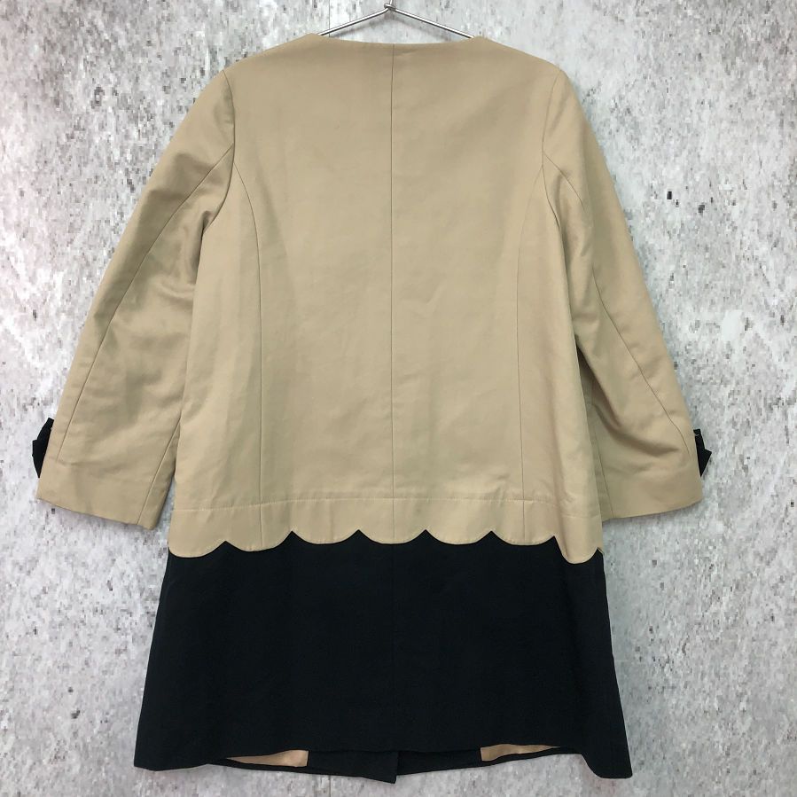 Anatelier アナトリエ バイカラー ノーカラー コート ベージュ