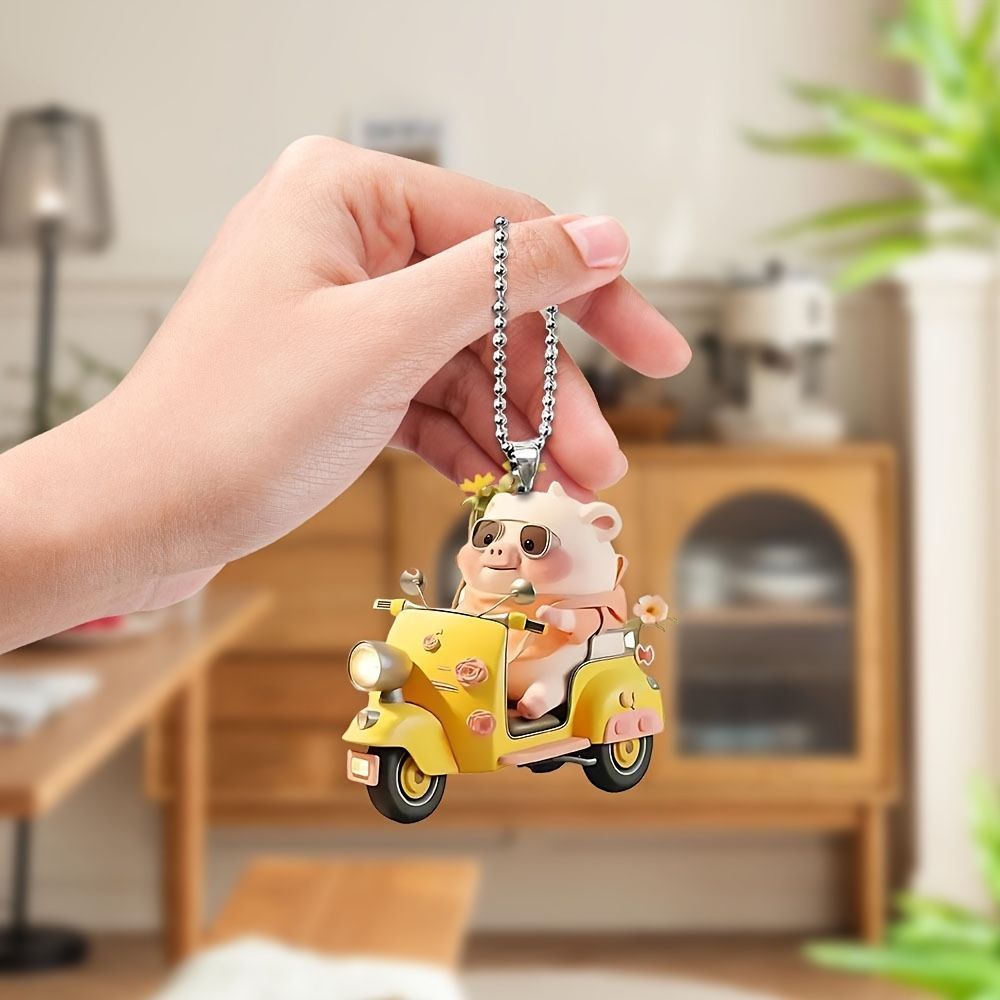 キーホルダー ぶた かわいい オートバイ サングラス 2D アクリル
