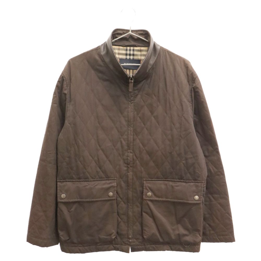 BURBERRY LONDON (バーバリーロンドン) ラムレザー切り替え ジップアップ キルティング パファージャケット ブラウン [BBP32-718-59