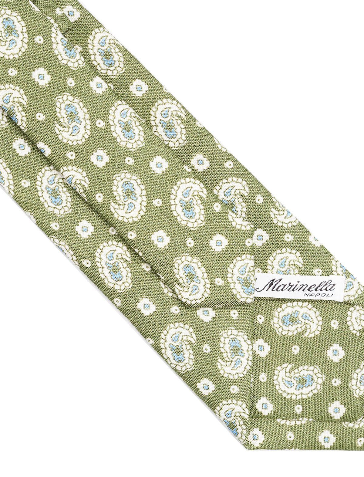 E.Marinella ネクタイ Linen Tie in Green Paisley 緑 ペイズリー柄