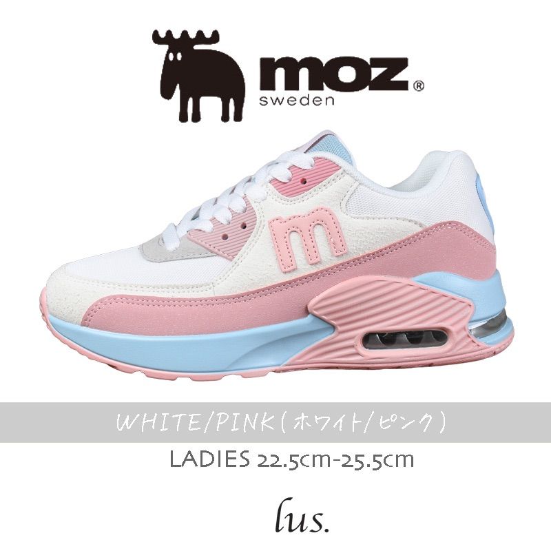 モズ moz 828 WHT/PINK【25ss新色】エアークッションスニーカー