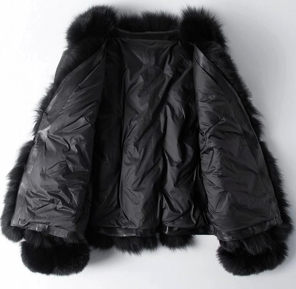 最 フォックス -羊革 -ダウンコートライダースジャケット毛皮ファー GULLKHAN_COM
