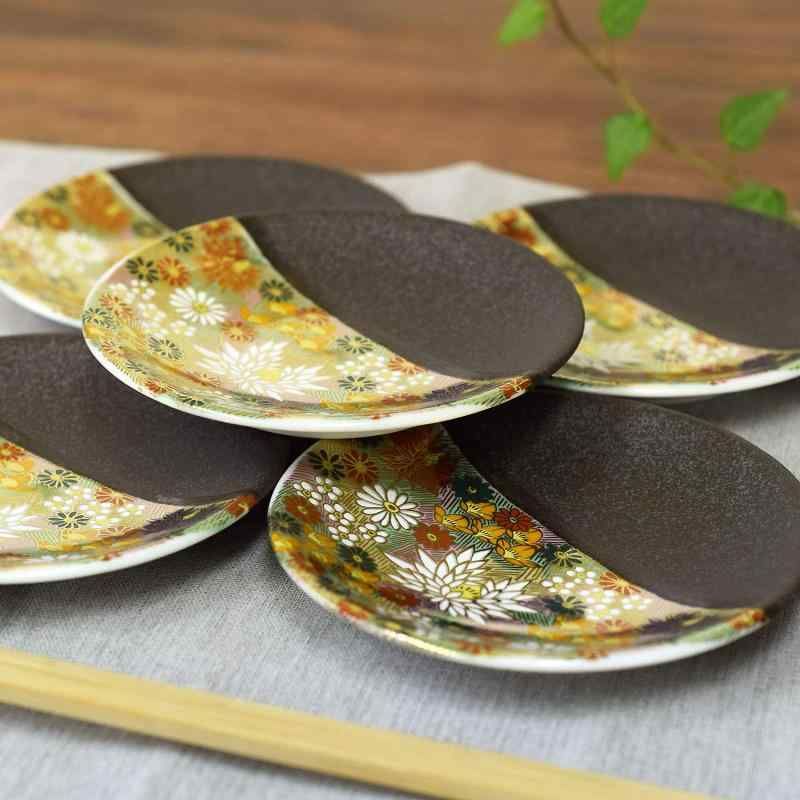 お皿 おしゃれ 九谷焼 小皿5枚セット 金花詰 陶器 小皿 取り皿 和食器
