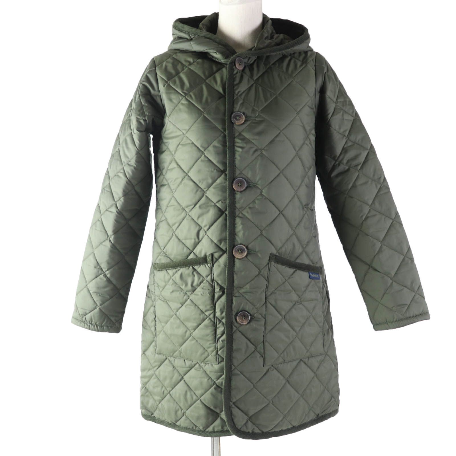 美品☆LAVENHAM キルティングジャケット 中綿 固く アウター フード 黒 36 