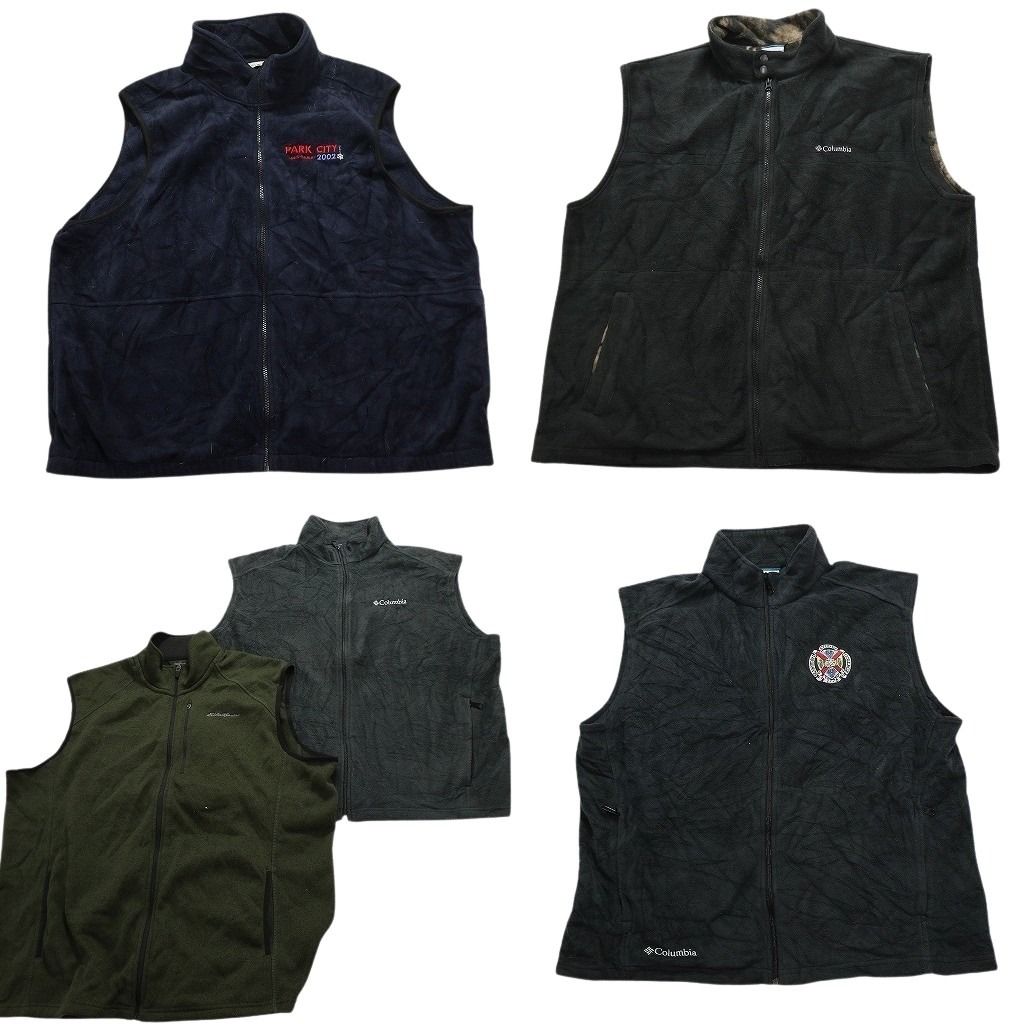 古着卸 まとめ売り ブランドMIX フリース ベスト 5枚セット (メンズ XL /2XL ) エディーバウアー 無地 中古 古着 MX7313 古着卸 まとめ売り ブランドMIX フリース ベスト 5枚セット