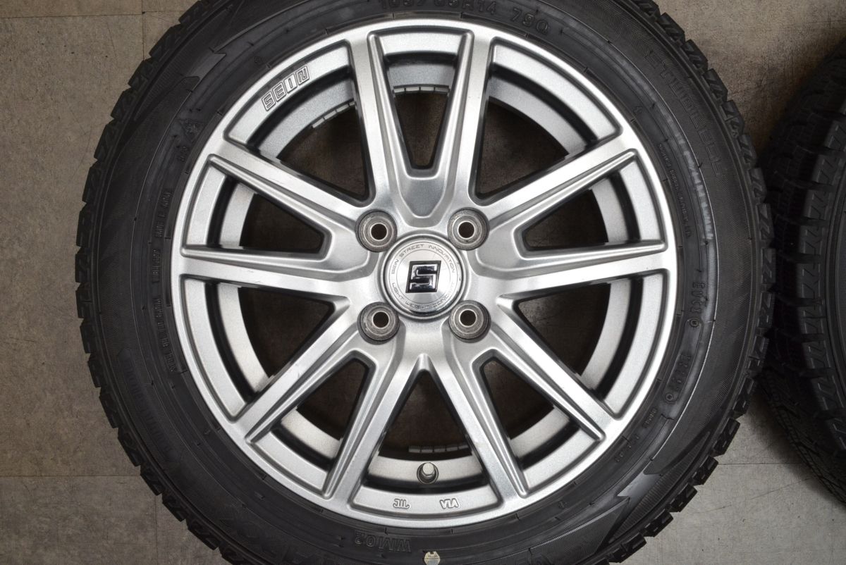 バリ溝】SEIN 14in 5.5J +43 PCD100 ダンロップ WM02 165/65R14