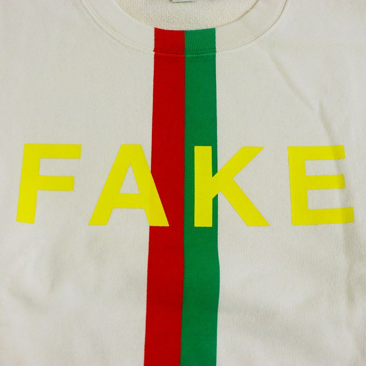 極美品□GUCCI/グッチ 635847 FAKE NOT/ウェブライン プリント コットン100％ 長袖 スウェット/トレーナー アイボリー M  イタリア製 正規品 - メルカリ