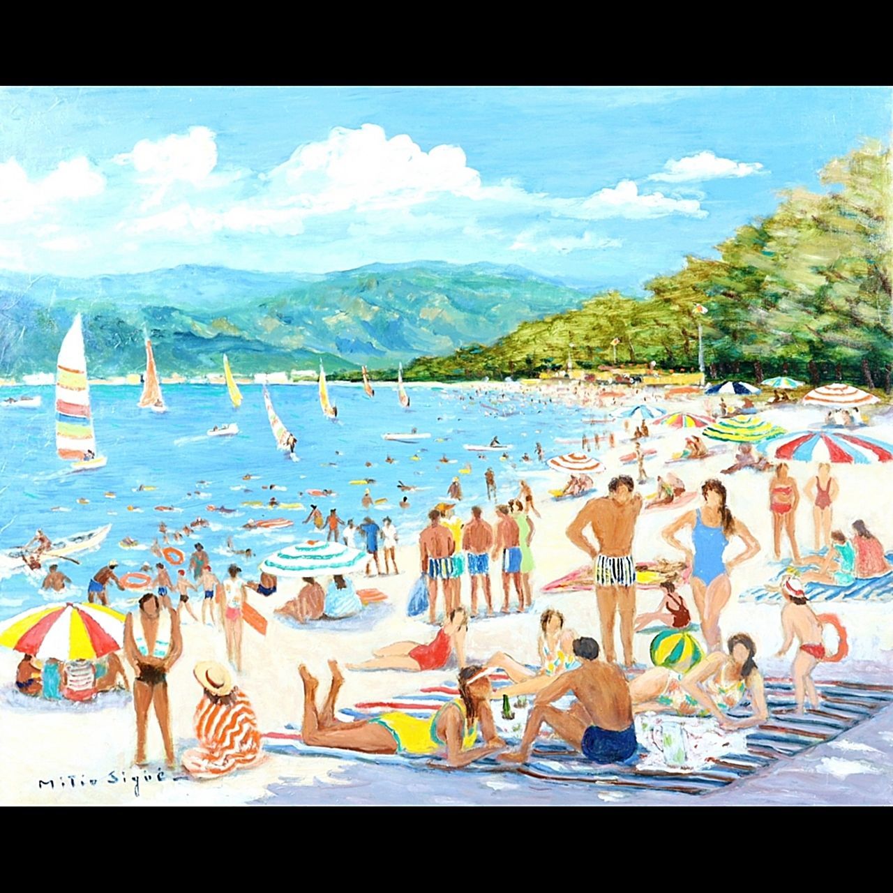 伊豆海岸　油絵 楽天市場】絵画 油絵 雨晴海岸 （小川久雄） 送料無料 【海・山