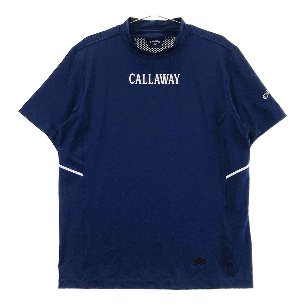 サイズ：L CALLAWAY キャロウェイ 2024年モデル ハイネック 半袖Tシャツ  ネイビー系 [240101481355] ゴルフウェア メンズ ストスト CALLAWAY キャロウェイ 2024年モデル ハイネック 半袖Tシャツ