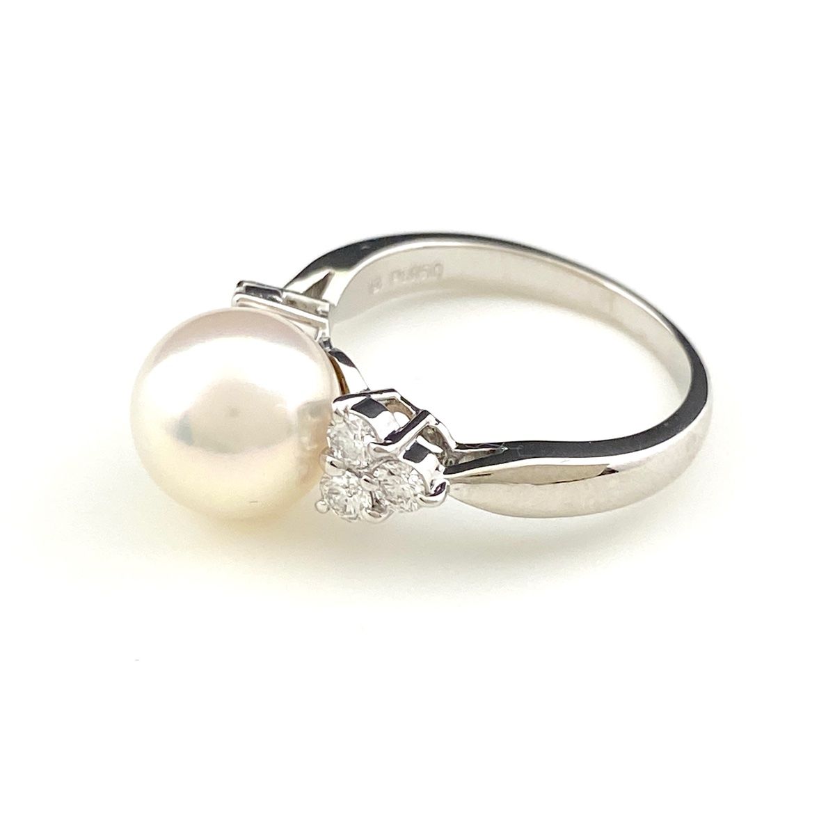 ミキモト MIKIMOTO パール デザインリング プラチナ 指輪 メレダイヤ 