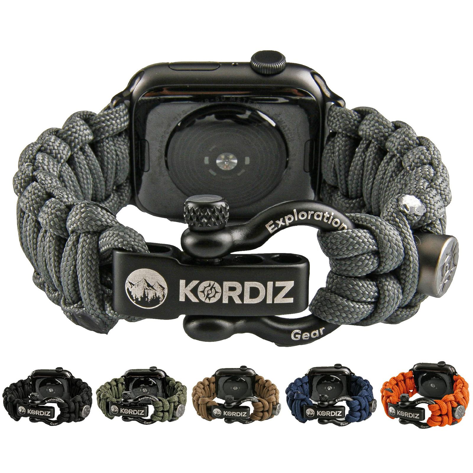 KORDIZ Survivor パラコードApple Watchバンド Apple Watch Series 8/7/6/5/4/3/2/1/SEu0026Ultra対応 - 42mm 44mm 45mm 49mm - [グレー] [M for Ultra 49mm]