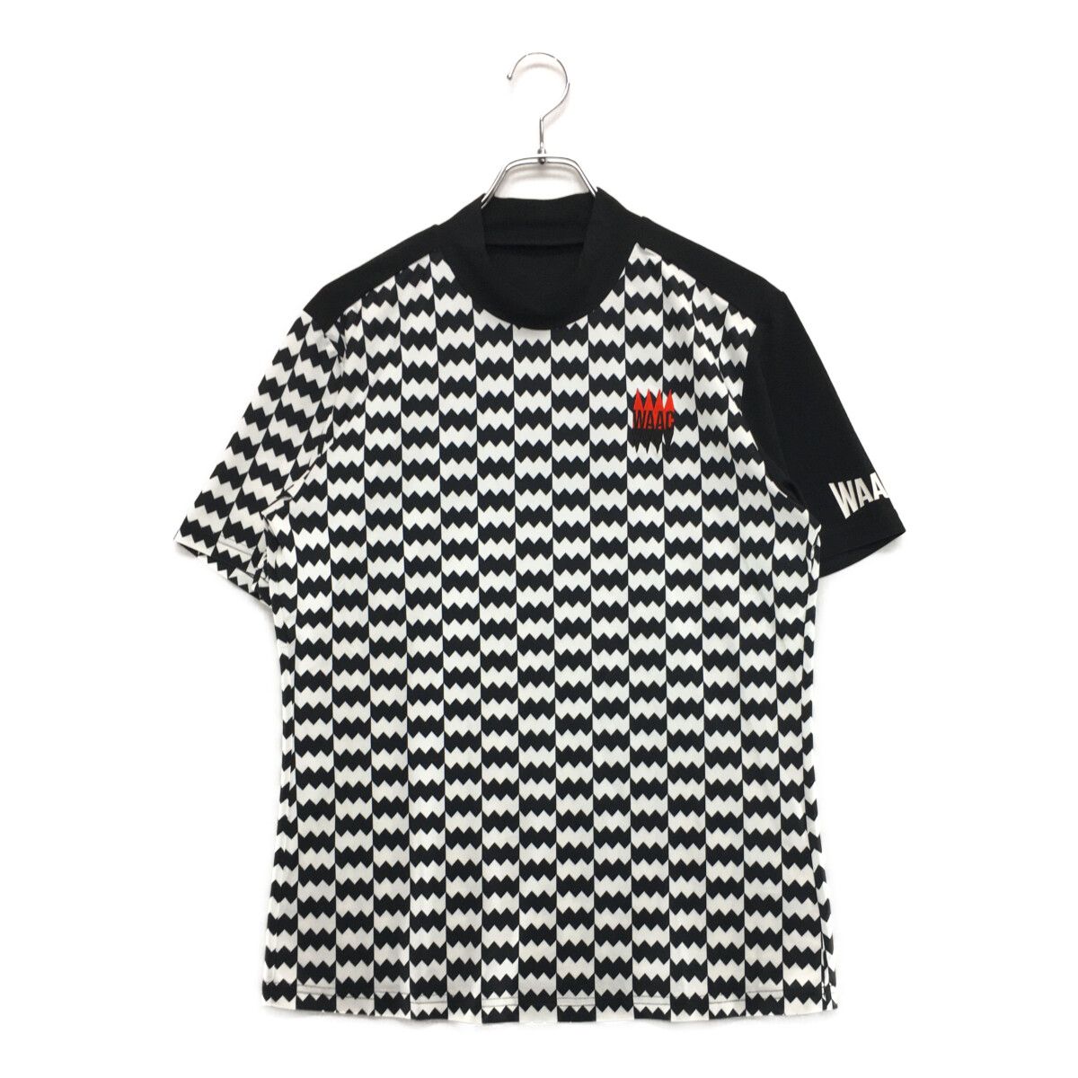 coco 中古 ワック WAAC メンズ 半袖シャツ 2(M) 黒×白 ブラック×ホワイト モックネック 総柄 coco 中古 ワック WAAC メンズ 半袖シャツ 2(M) 黒×白 ブラック