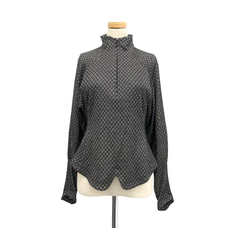未使用 Mame Kurogouchi マメクロゴウチ High Neck Zipup Jersey Top ハイネックジップアップトップス カットソー ブラック 1 MM22FW-JS032 未使用 Mame Kurogouchi マメクロゴウチ High Neck Zipup Jersey
