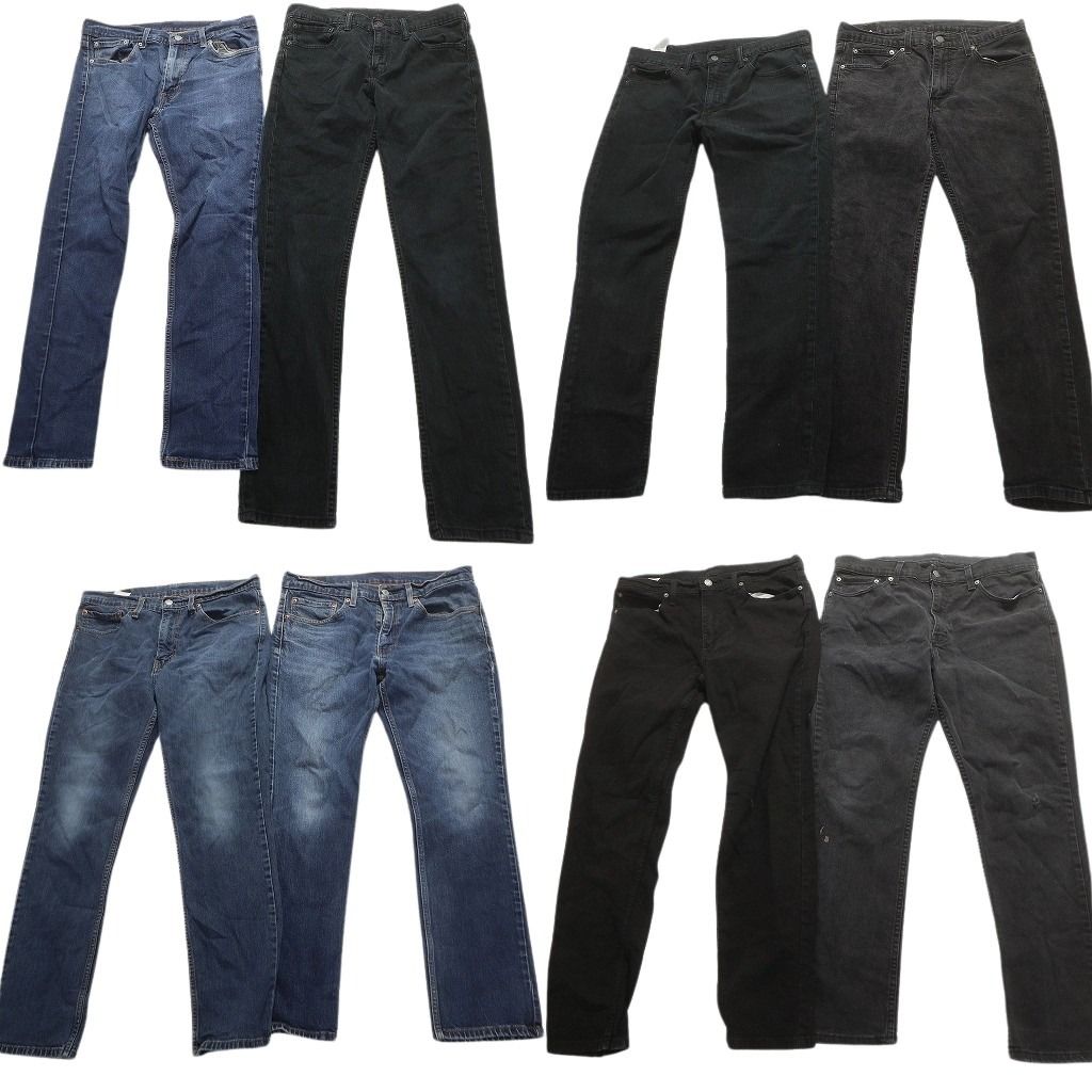 古着卸 まとめ売り リーバイス 511 デニム パンツ 8枚セット (メンズ 36 /34 /33 /32 ) フェード アメカジ ブラック 中古 古着 MY3233